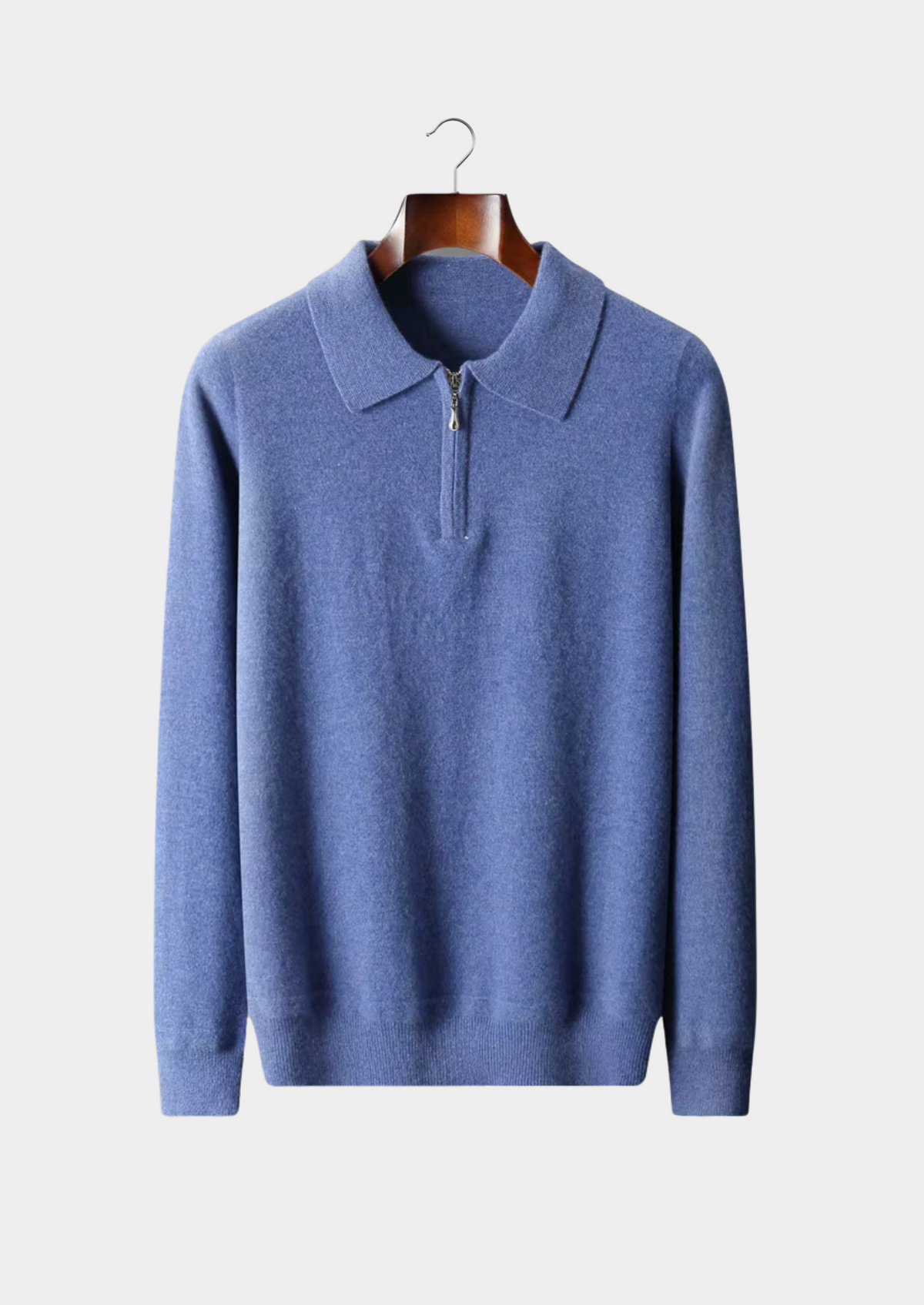 Pure Extra-Fine Merino Wool Half Zip Polo | Portovelli