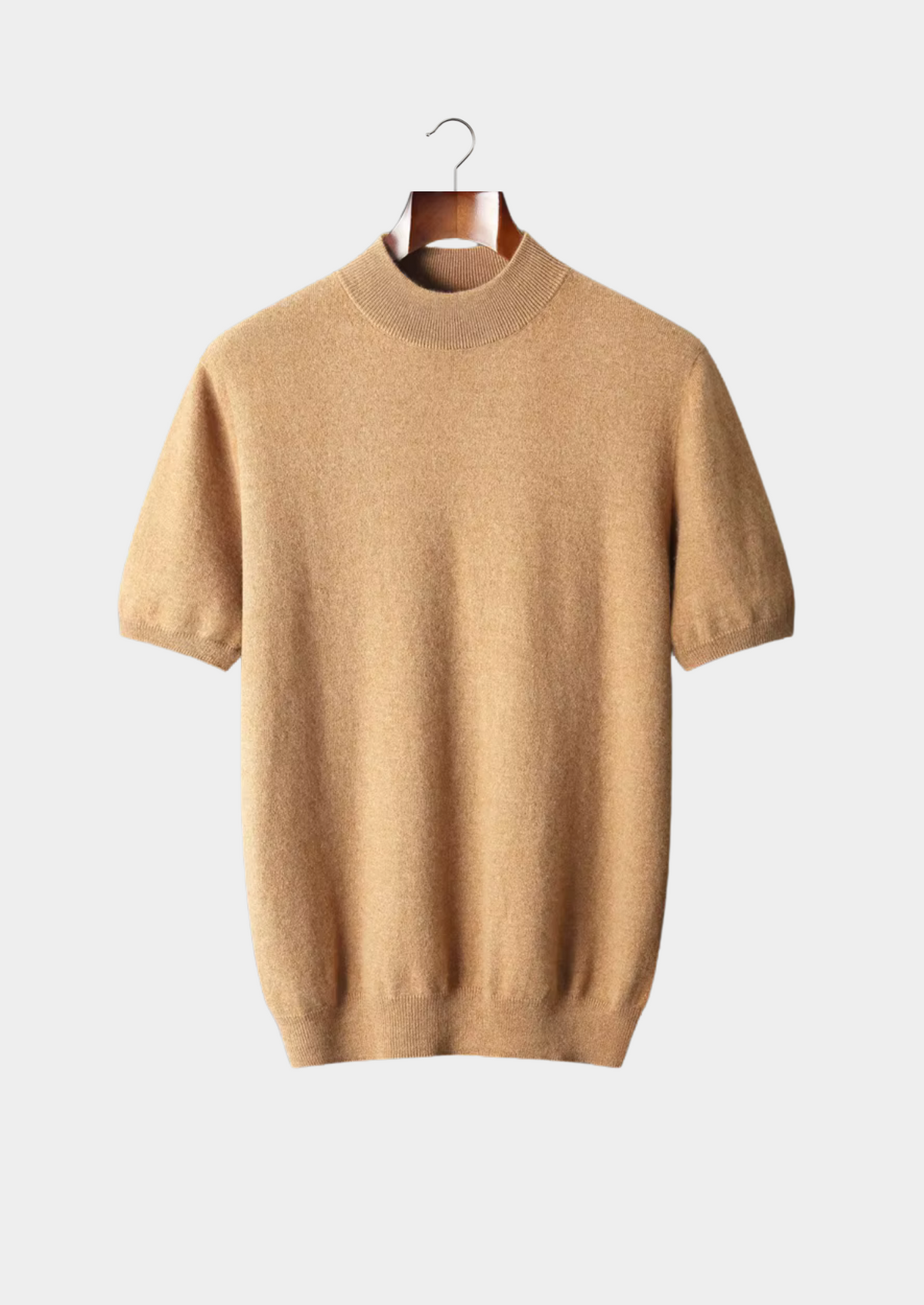 Premium Cashmere Mock Neck T-Shirt