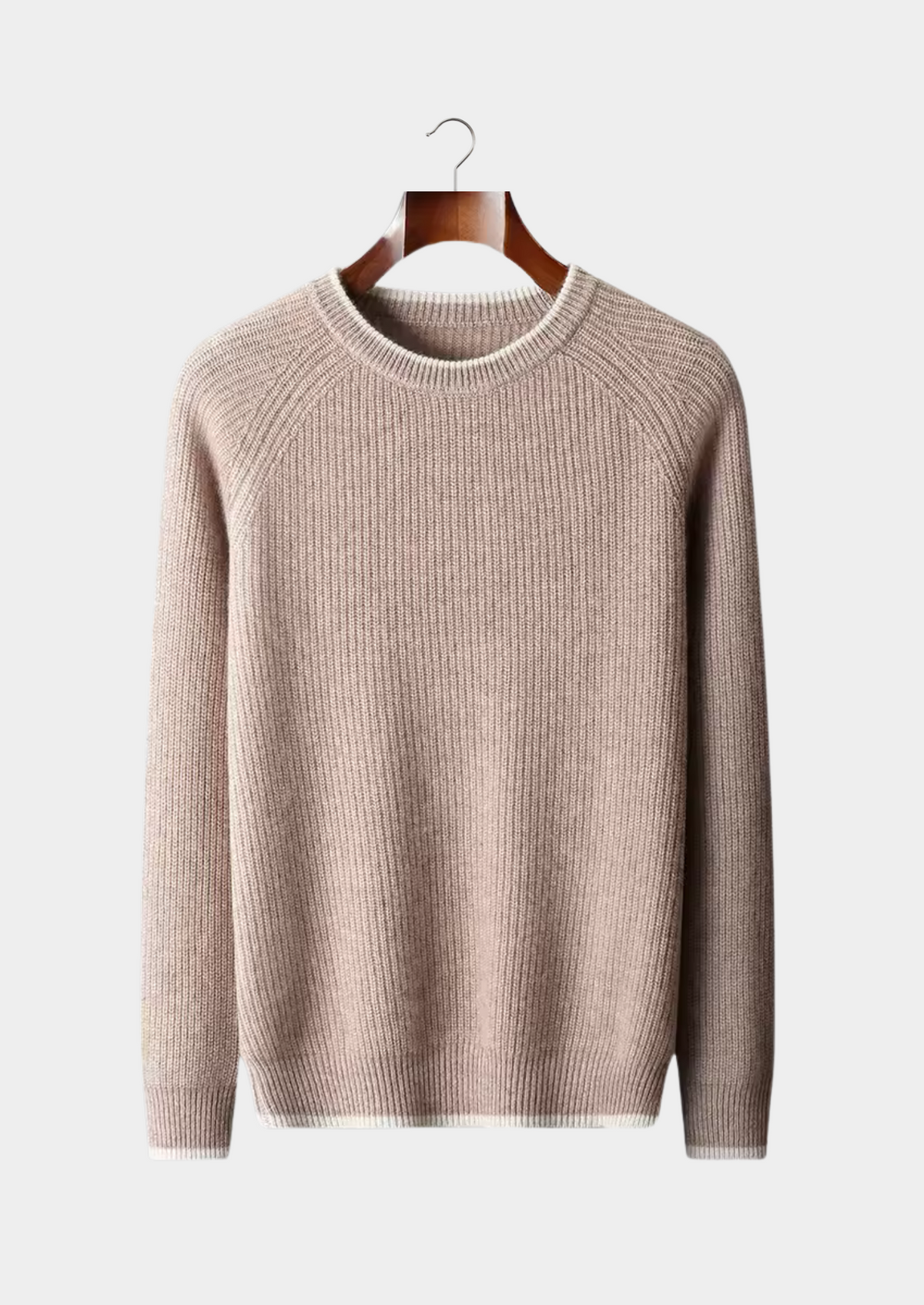 Pure Extra-Fine Merino Wool Two Tone Crewneck | Portovelli