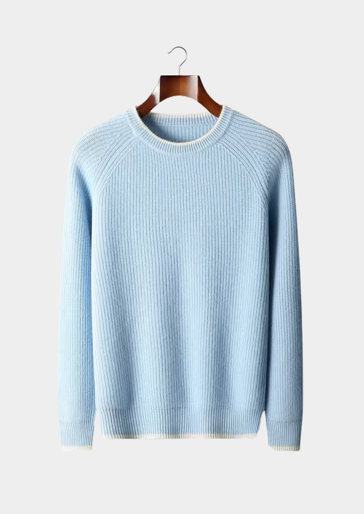 Pure Extra-Fine Merino Wool Two Tone Crewneck | Portovelli
