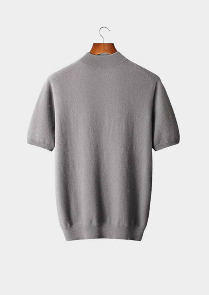 Premium Cashmere Mock Neck T-Shirt | Portovelli
