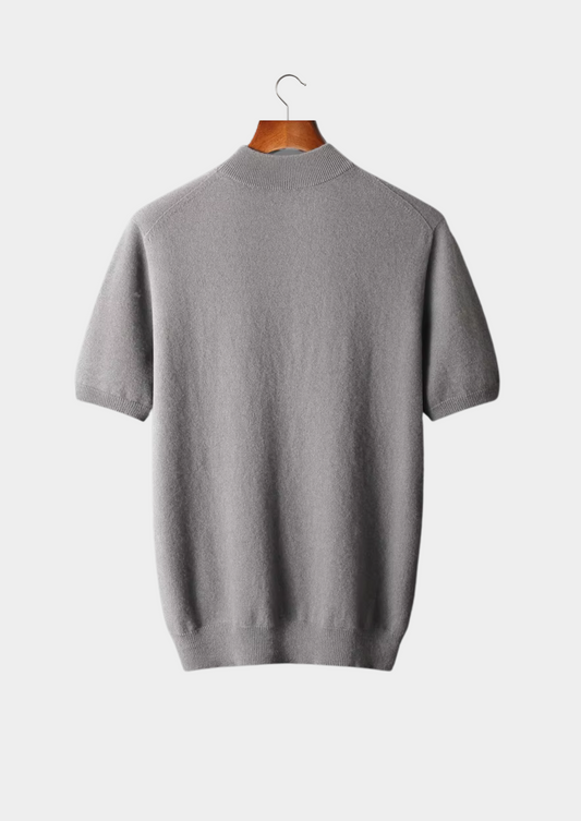Premium Cashmere Mock Neck T-Shirt | Portovelli