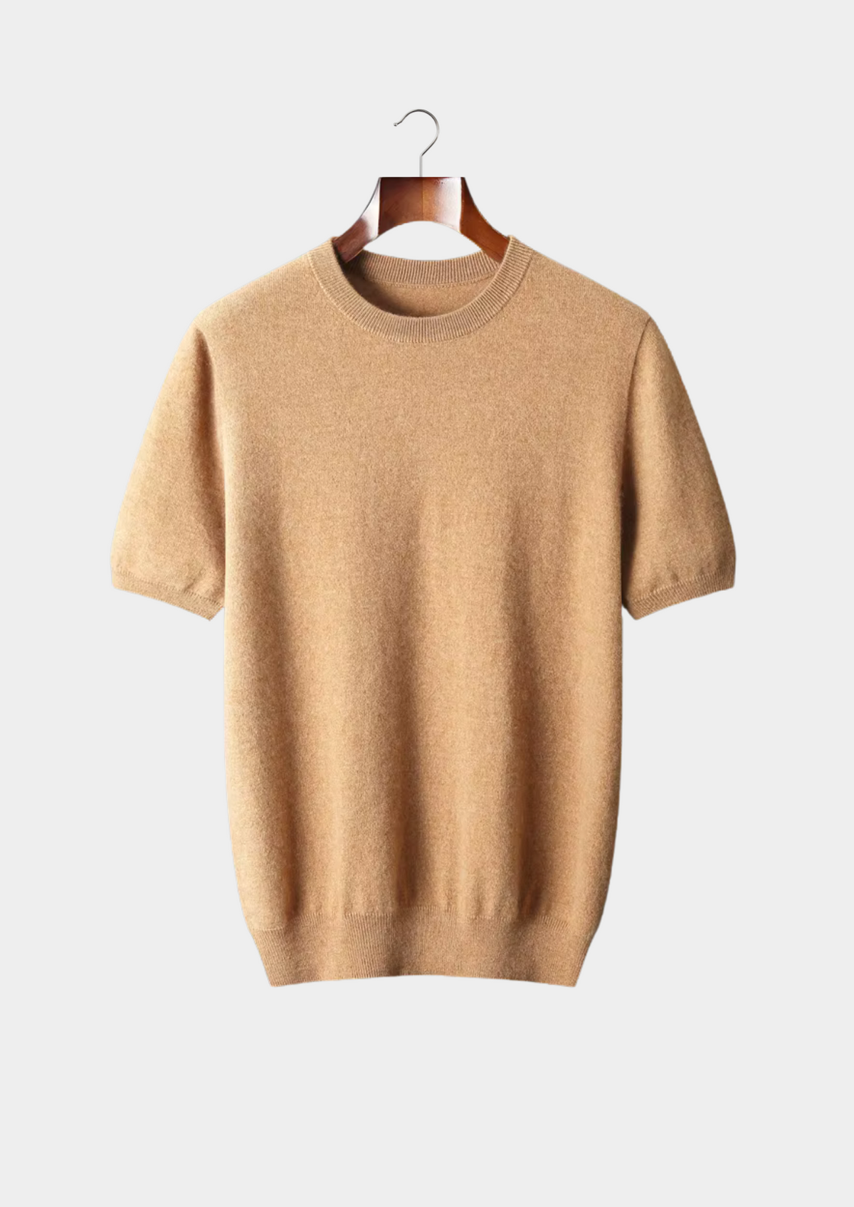 Premium Cashmere Classic Crewneck T-Shirt - Honey Mustard | Portovelli