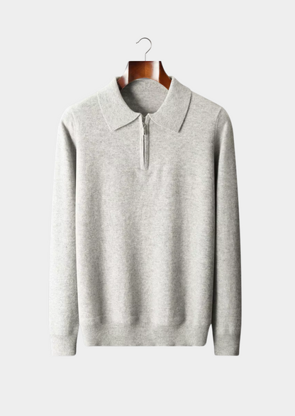 Pure Extra-Fine Merino Wool Half Zip Polo | Portovelli