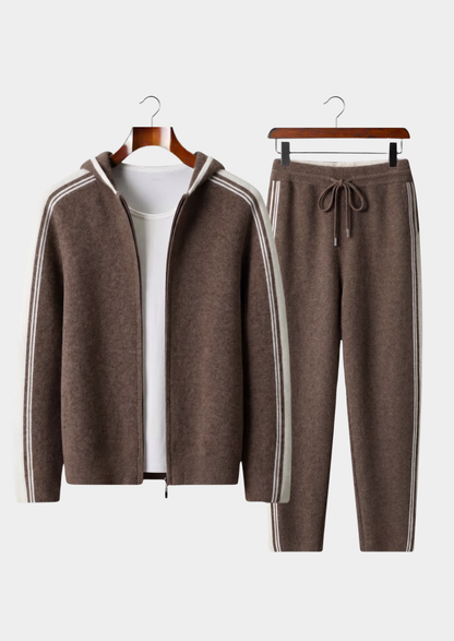 Pure Extra-Fine Merino Wool Dark Mocha Damien Set | Portovelli