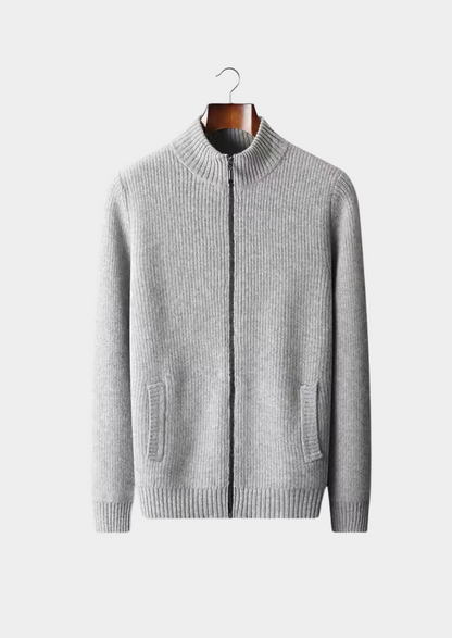 Pure Extra-Fine Merino Wool Ribbed Cardigan | Portovelli