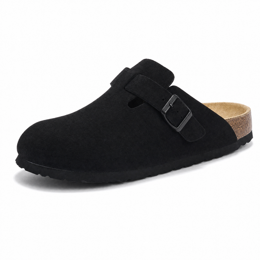 Portovelli Suede Boston Clogs - Black