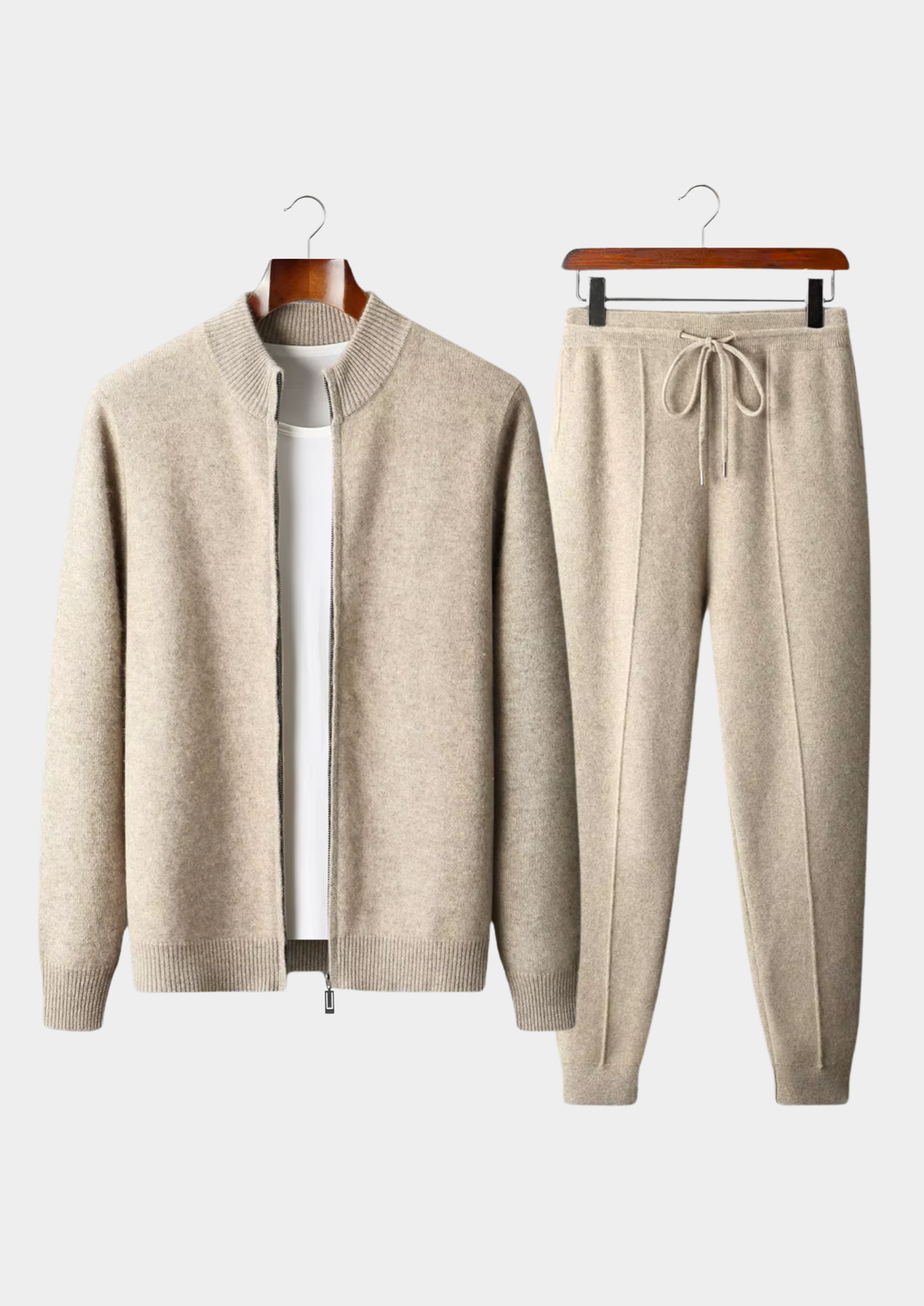 Pure Extra-Fine Merino Wool Sand Luzzo Set | Portovelli