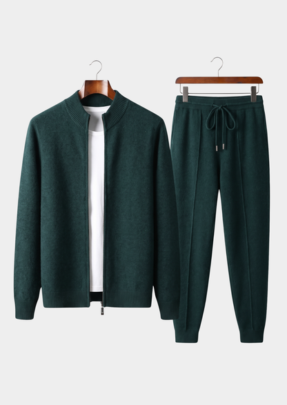 Pure Extra-Fine Merino Wool Sea Green Luzzo Set | Portovelli
