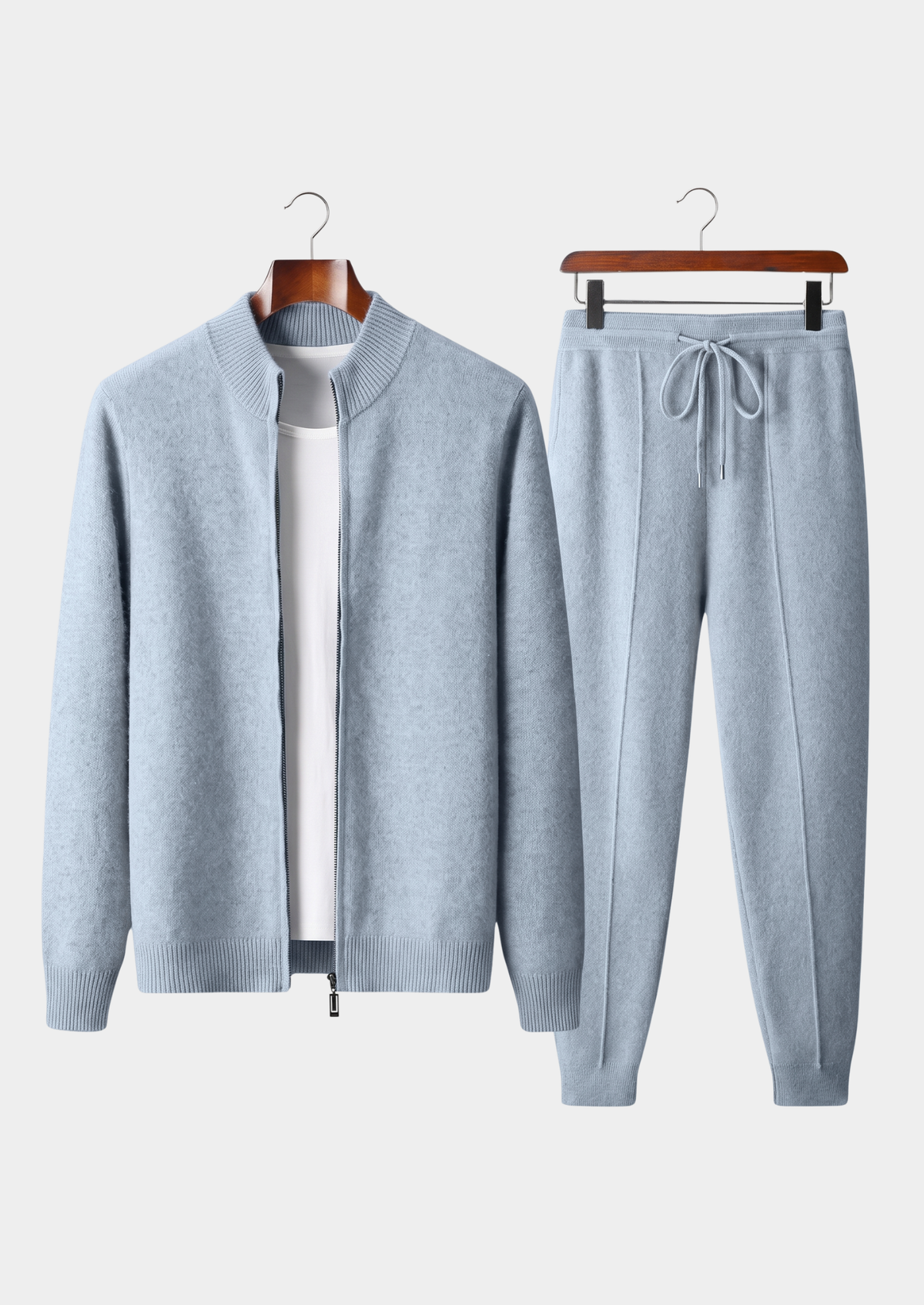 Pure Extra-Fine Merino Wool Light Blue Luzzo Set | Portovelli