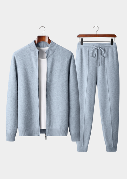 Pure Extra-Fine Merino Wool Light Blue Luzzo Set | Portovelli