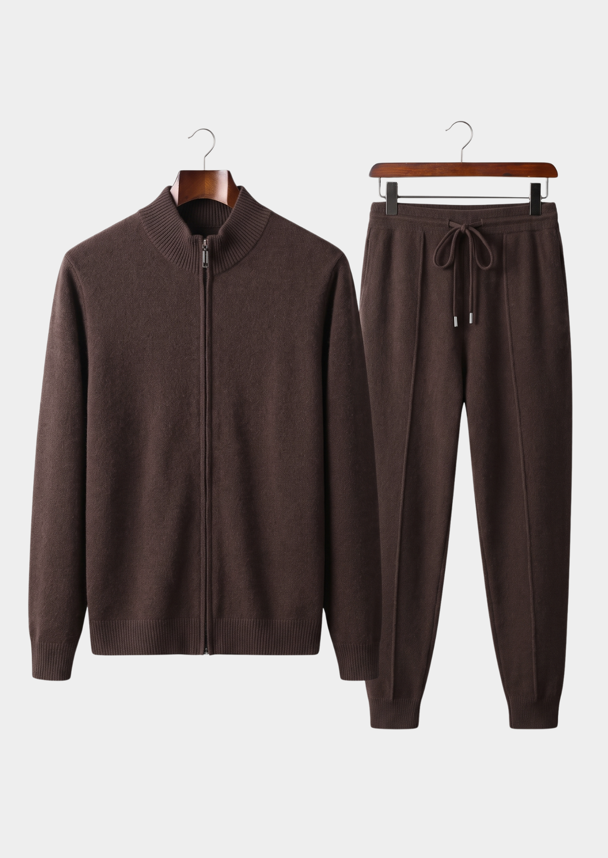Pure Extra-Fine Merino Wool Dark Brown Luzzo Set | Portovelli