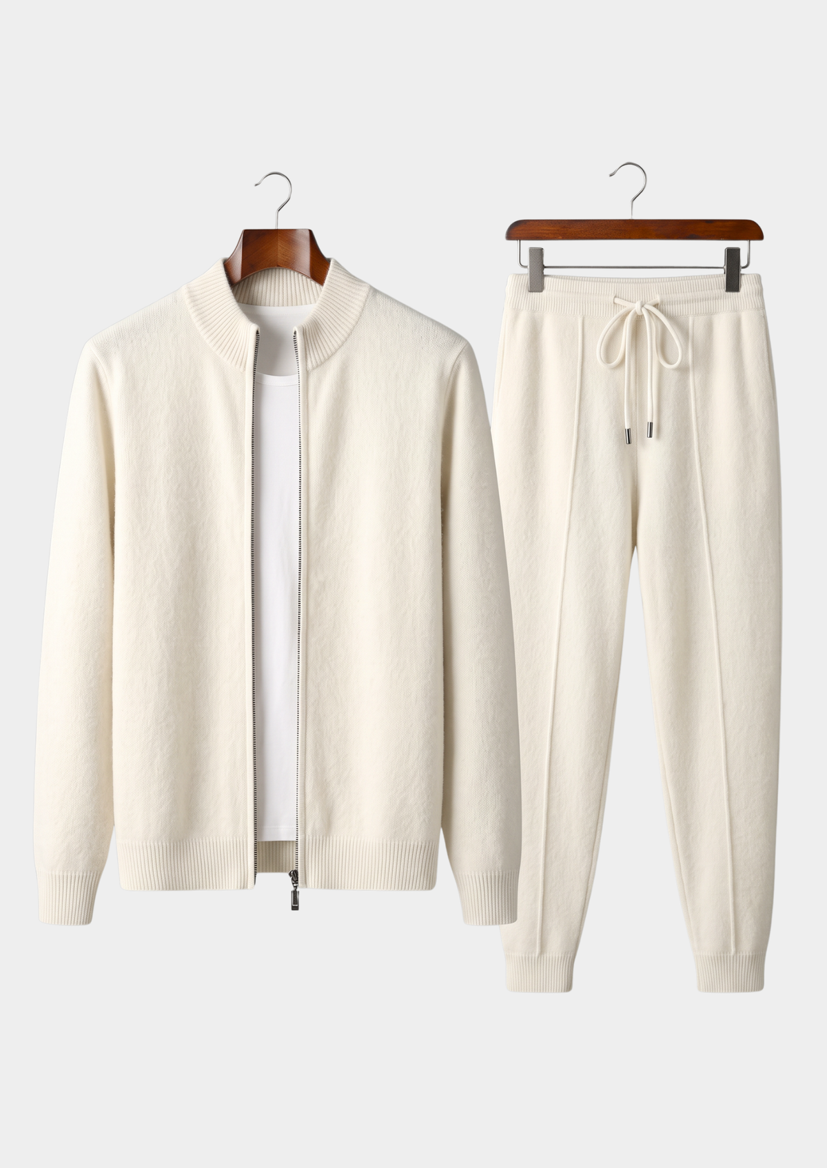 Pure Extra-Fine Merino Wool Cream White Luzzo Set | Portovelli
