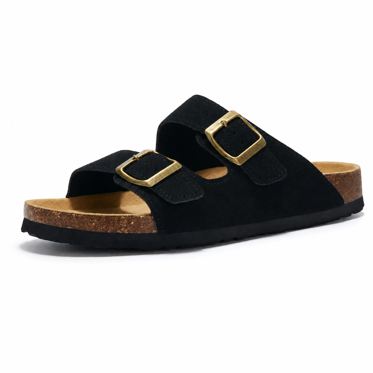 Maibulun Suede Arizona Sandals - Black | Portovelli