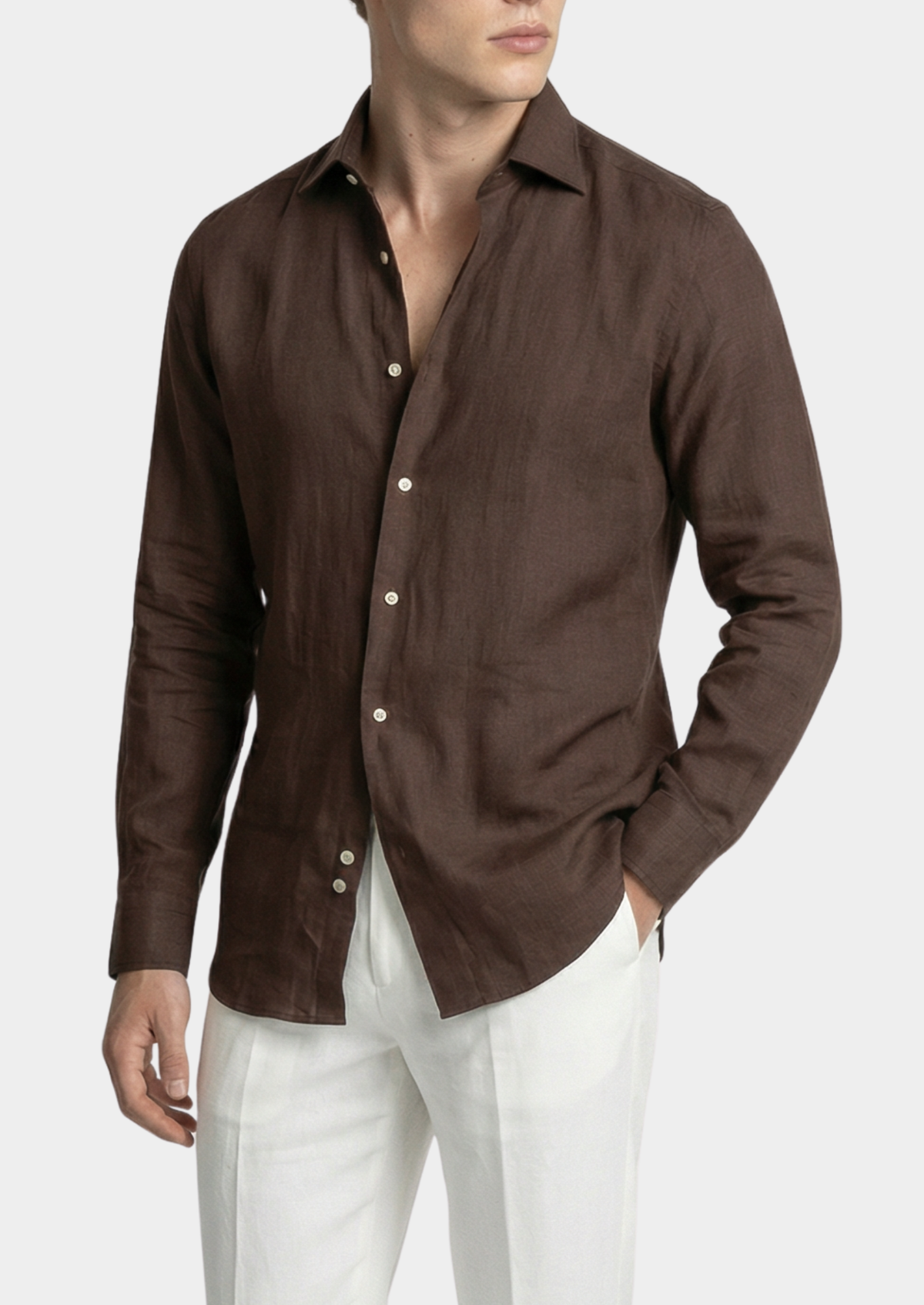 Portofino Coastal Shirt - Dark Brown | Portovelli