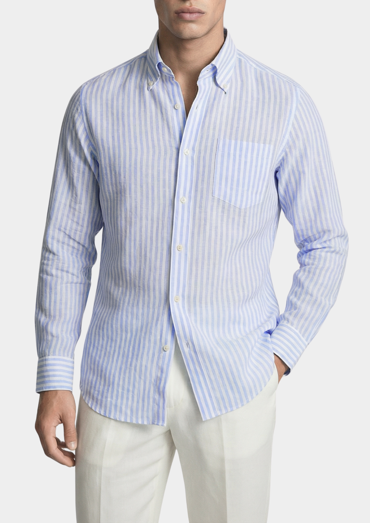 Portofino Striped Coastal Shirt - Light Blue | Portovelli