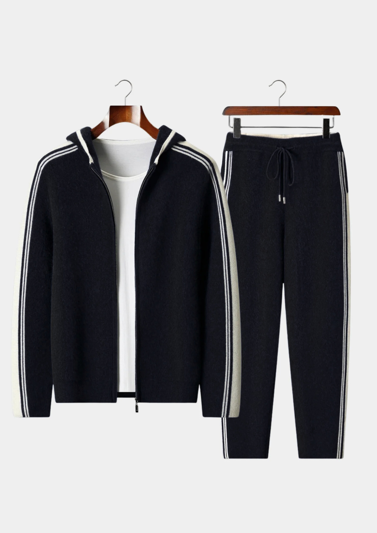 Pure Extra-Fine Merino Wool Black Damien Set | Portovelli