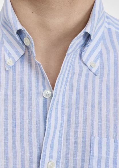 Portofino Striped Coastal Shirt - Light Blue | Portovelli