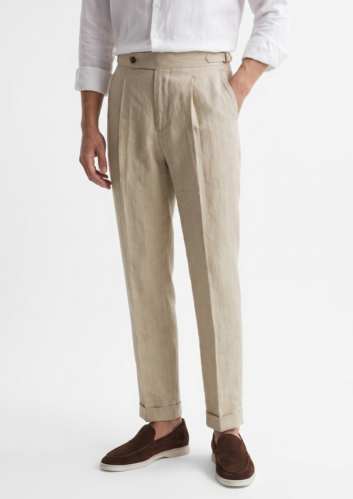 Tuscany Pleated Coastal Trousers - Sand | Portovelli