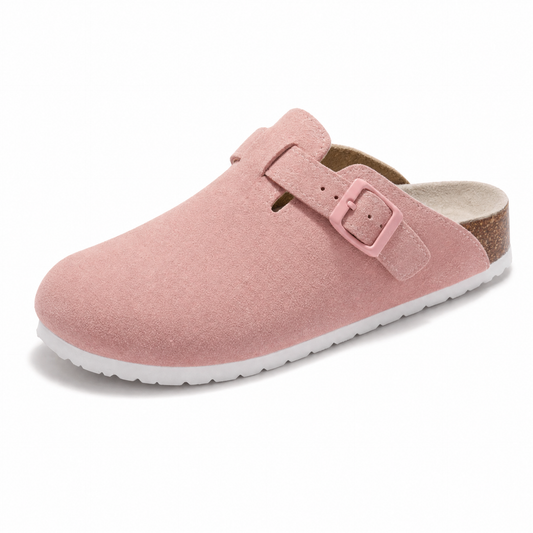 Portovelli Suede Boston Clogs - Pink