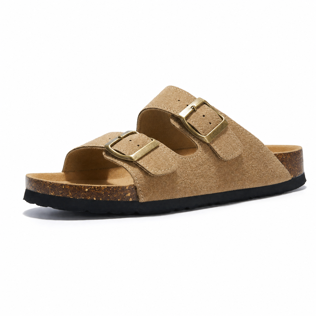 Maibulun Suede Arizona Sandals - Light Brown | Portovelli