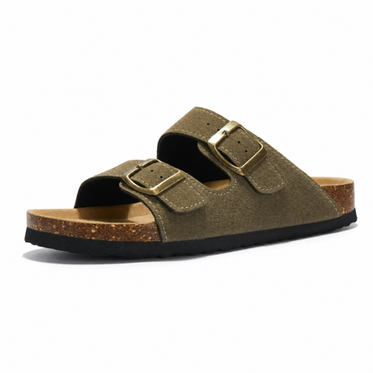 Maibulun Suede Arizona Sandals - Moss Green | Portovelli
